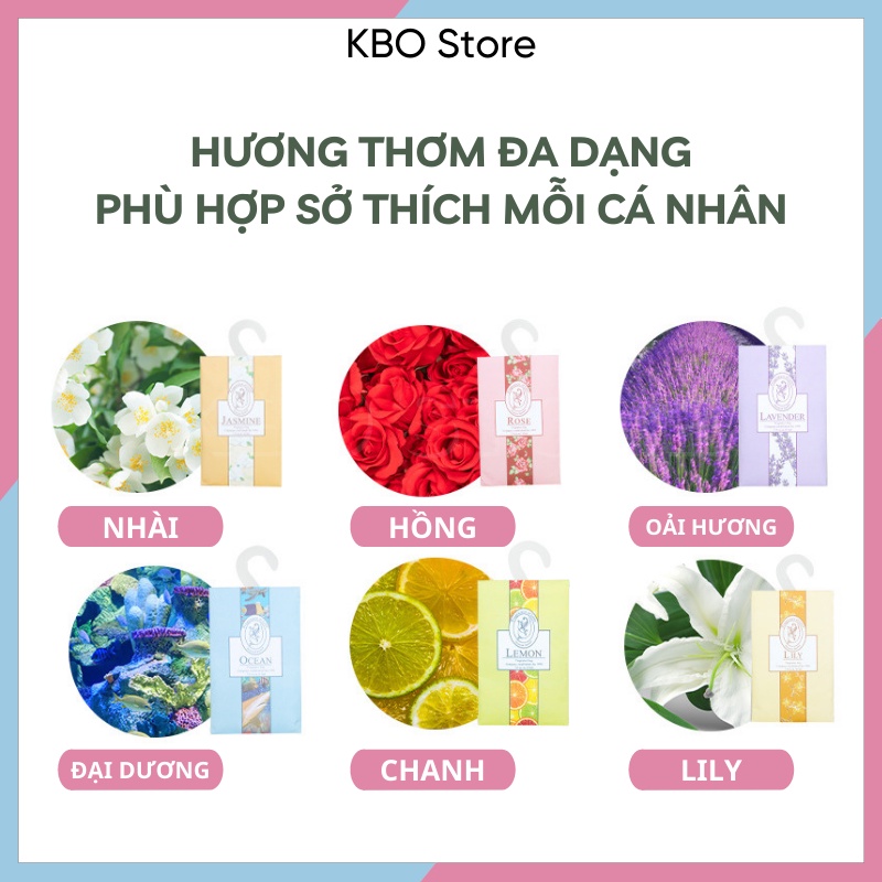 Túi Thơm Để Tủ Quần Áo Thơm Phòng Ngủ Treo Xe Ô Tô Hương Nước Hoa Tự Nhiên Tiện Lợi Đa Năng Có Móc Treo KBO Shop KBO034