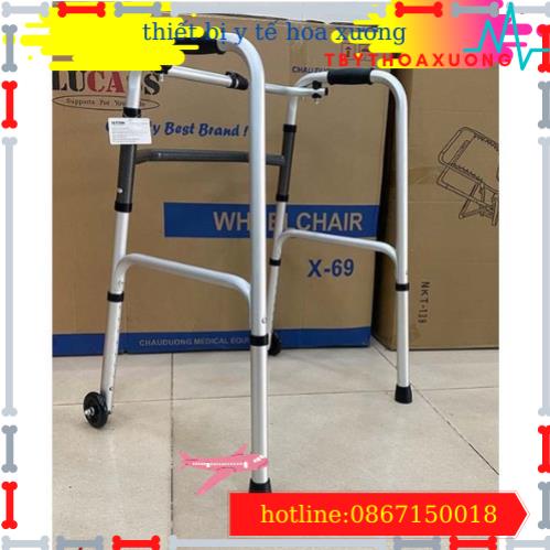 [HÀNG CHÍNH HÃNG]Khung Tập Đi Cho Người Già, Khung Hợp Kim Nhôm Có Bánh Xe Chống Trơn Trượt Lucass W-47