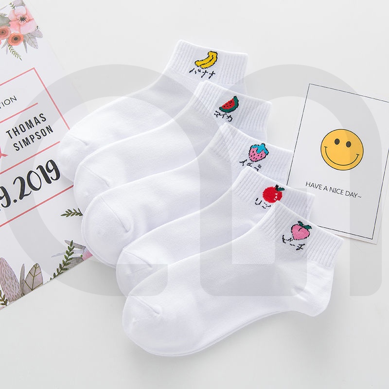 Tất Vớ Cổ Ngắn Nữ Họa Tiết Trái Cây Đẹp Vải Cotton