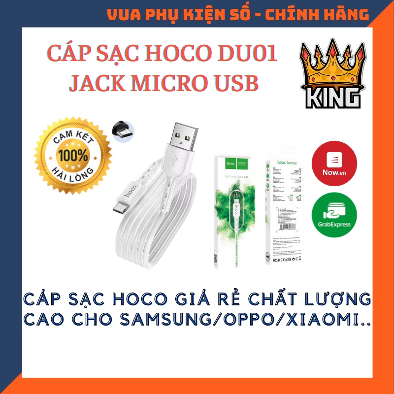 Dây Sạc Nhanh Micro USB HOCO DU01 - Cho Điện thoại Pin Sạc Dự Phòng Tai Nghe