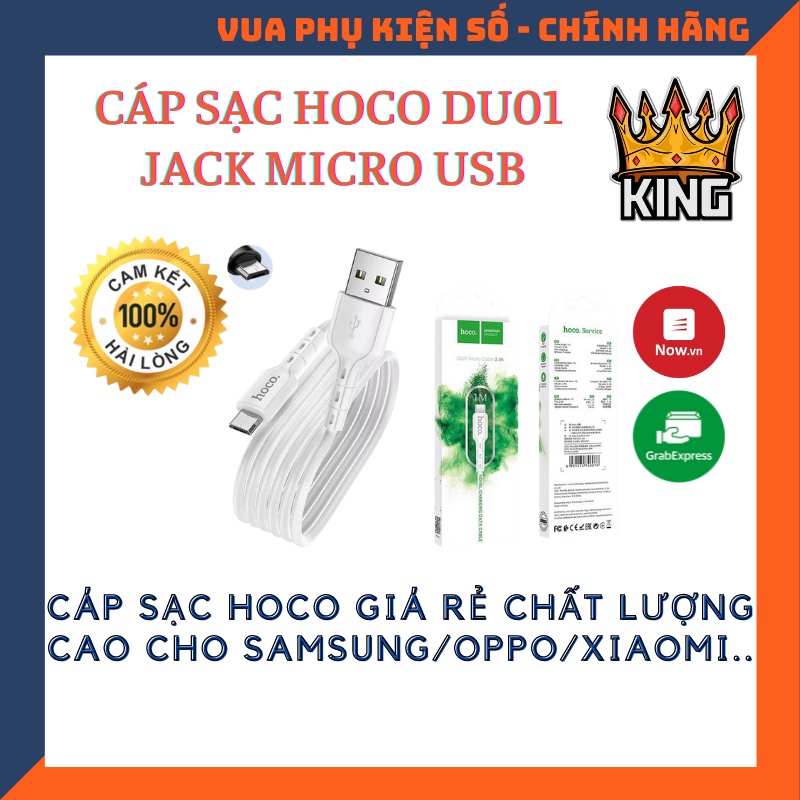 Dây Sạc - Cáp Sạc Nhanh Micro USB HOCO DU01 - Cho Điện thoại Android Pin Sạc Dự Phòng Tai Nghe Bluetooth