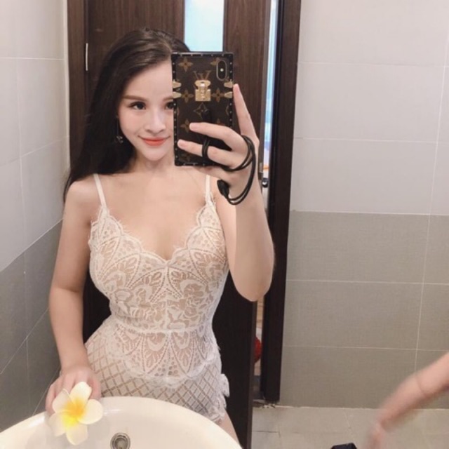Bikini 1 Mảnh Ren Trắng - Đồ Bơi 1 Mảnh Ren Trắng - Monokini Ren Đen Trắng