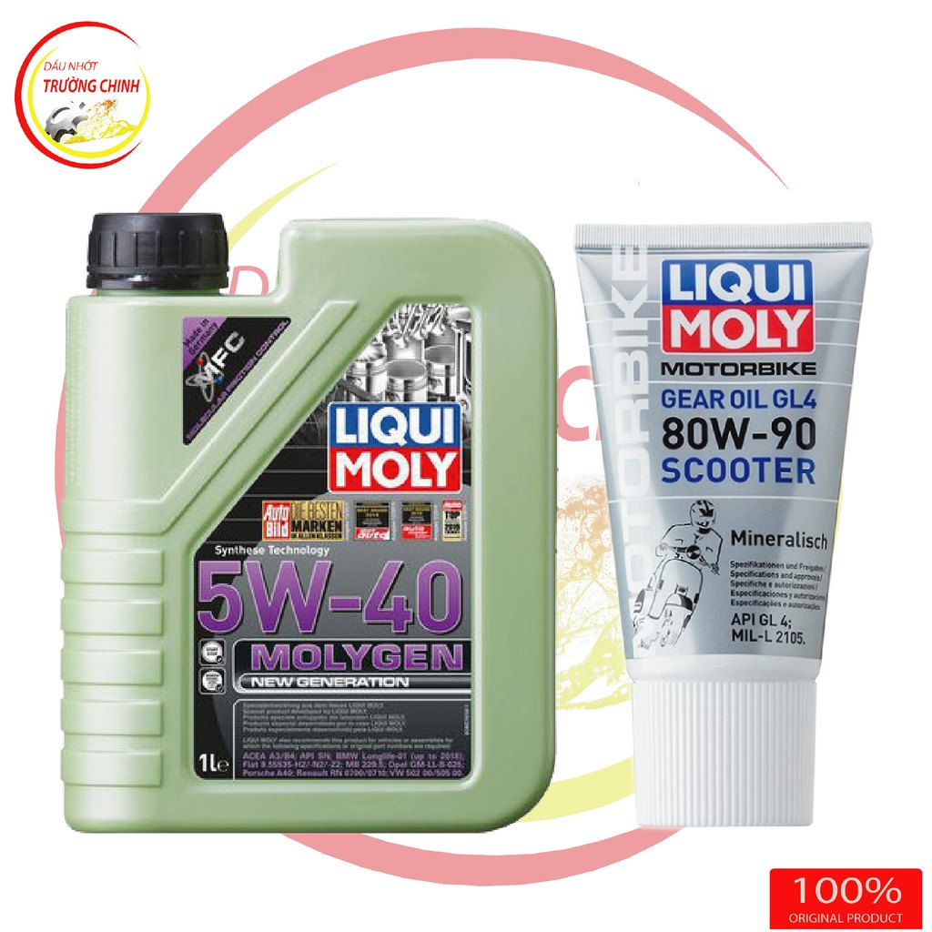 Compo nhớt liqui Moligen 5W40+ hộp số liqui 150ML dành cho xe ga