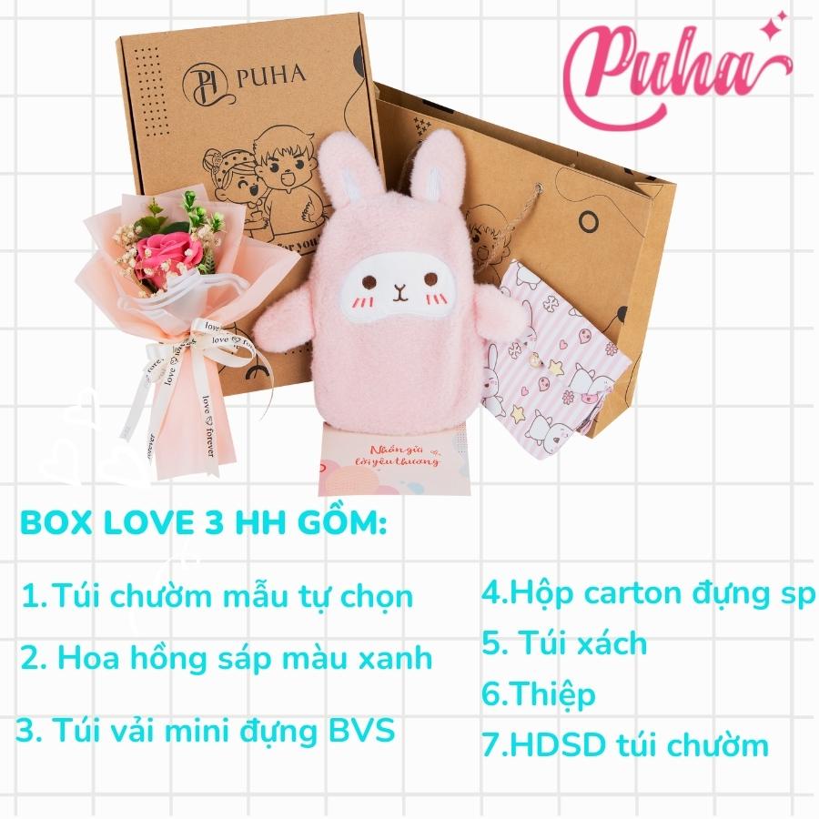 Quà tặng 8/3, sinh nhật bạn gái, quà tặng 20/10, quà tặng 24/12 phiên bản Box love PUHA có hoa hồng sáp
