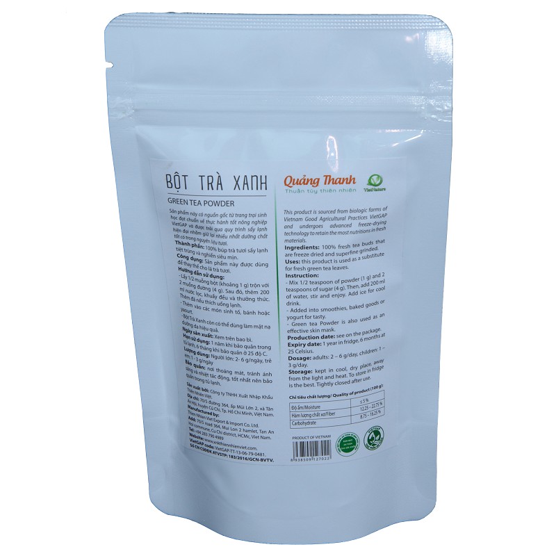 Bột trà xanh Quảng Thanh 100gr