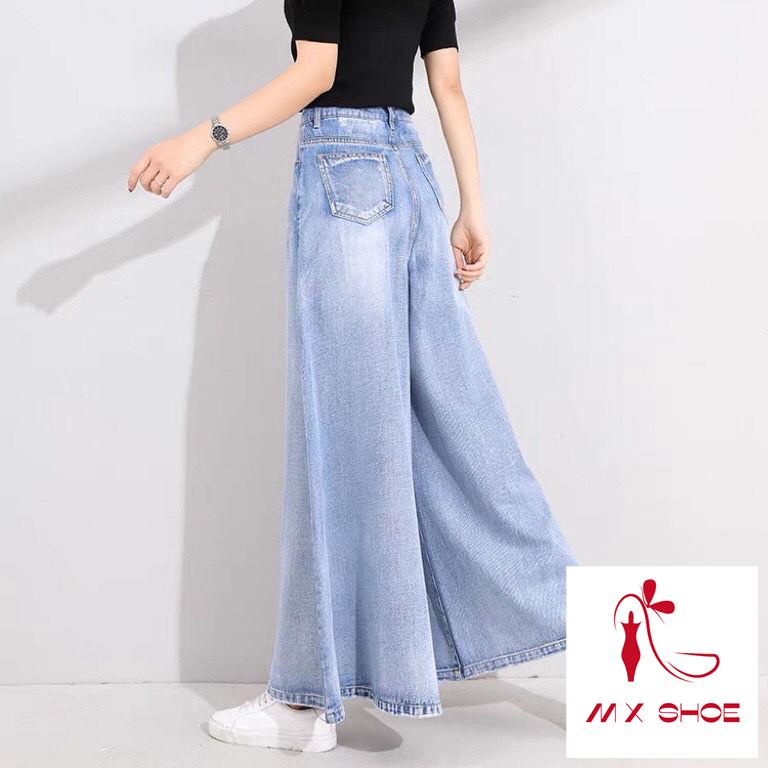 M & X  Chân Váy Jean Ống Loe Rộng Lưng Cao Thời Trang Mới 2022 Dành Cho Nữ