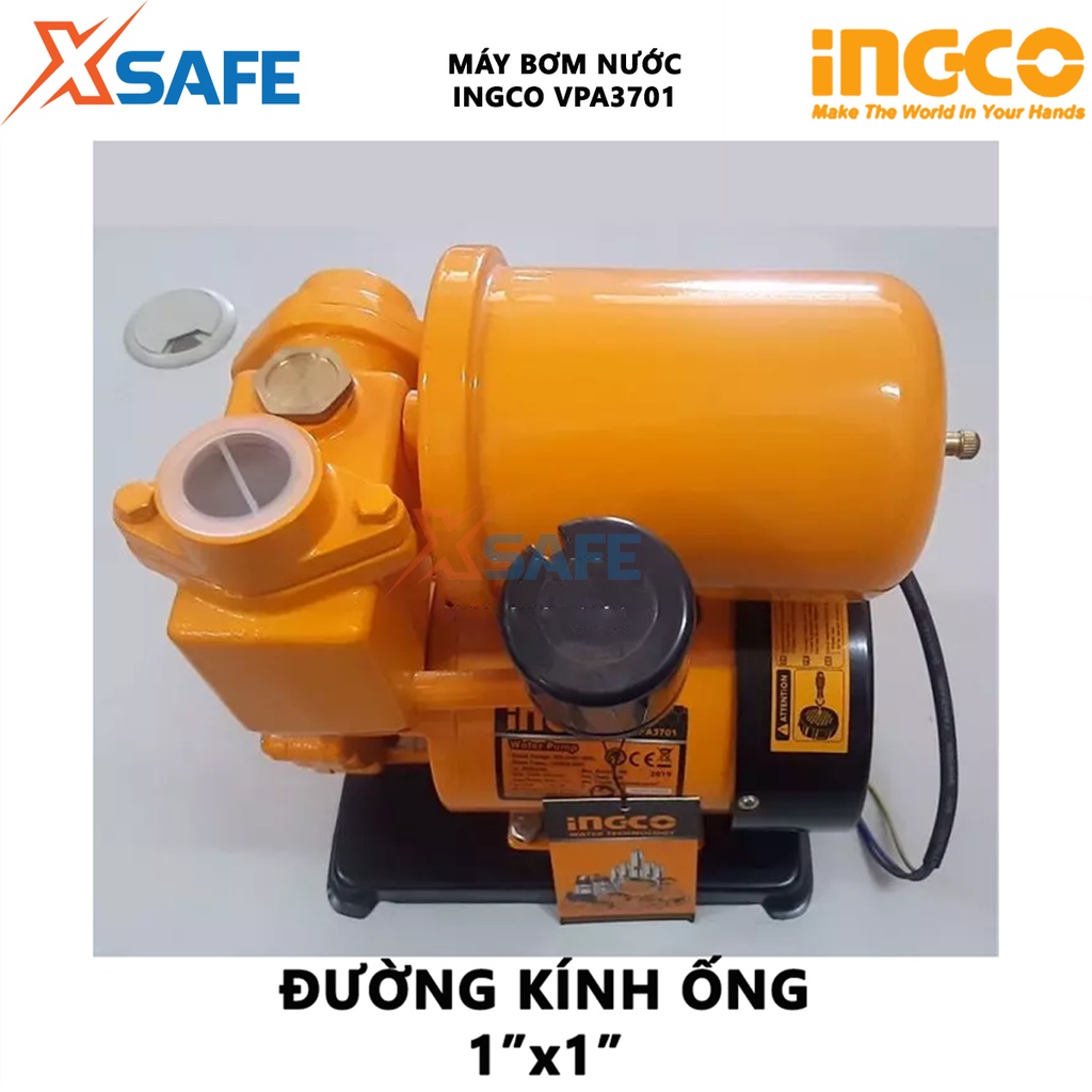 Máy bơm nước INGCO VPA3701 Máy bơm nước tăng áp điện thế 220-240V~50Hz, công suất 370W(0.5HP), chiều cao bơm tối đa 32m