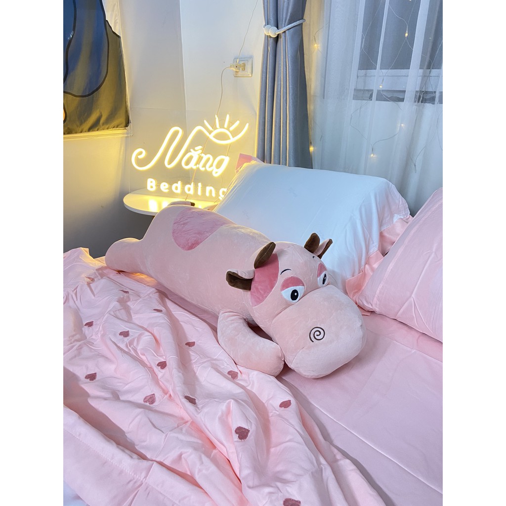 Gấu bông ôm cute cho bé   SIÊU TO dài 1met , vỏ bọc nỉ mềm mại , bông mịn siêu nảy chống xẹp