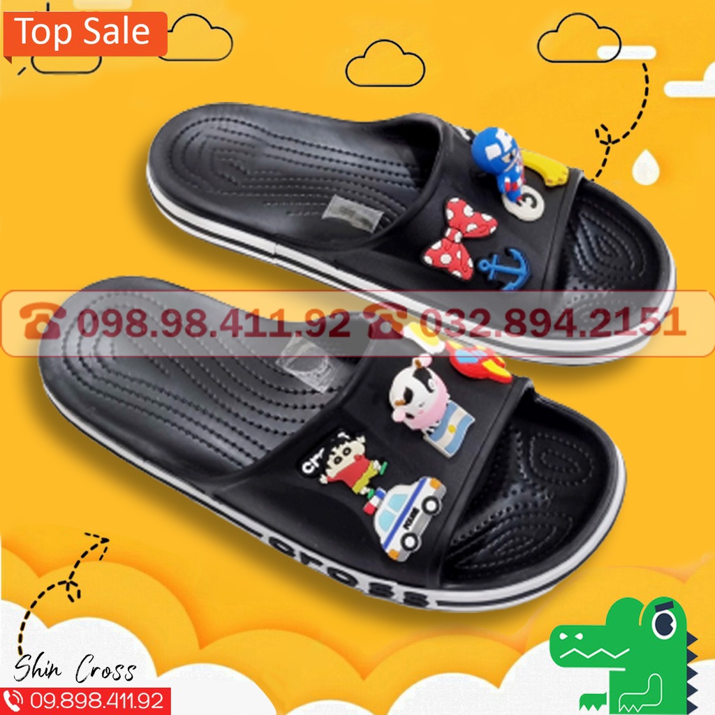 Dép lê Cross màu đen logo dập nổi tặng ngay 12 sticker cross