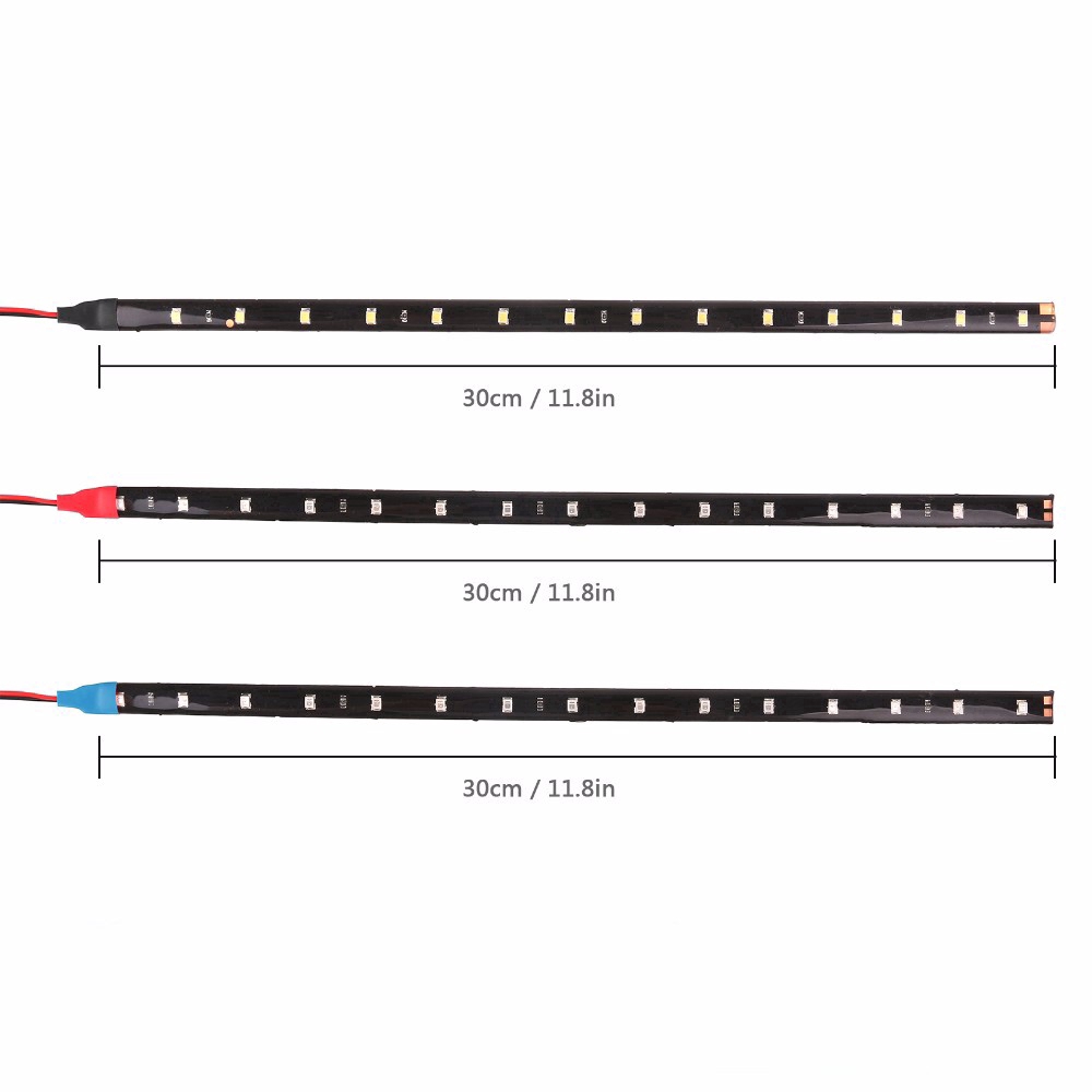 Set 2 dây đèn LED 12V 30cm 15SMD chống nước trang trí xe hơi