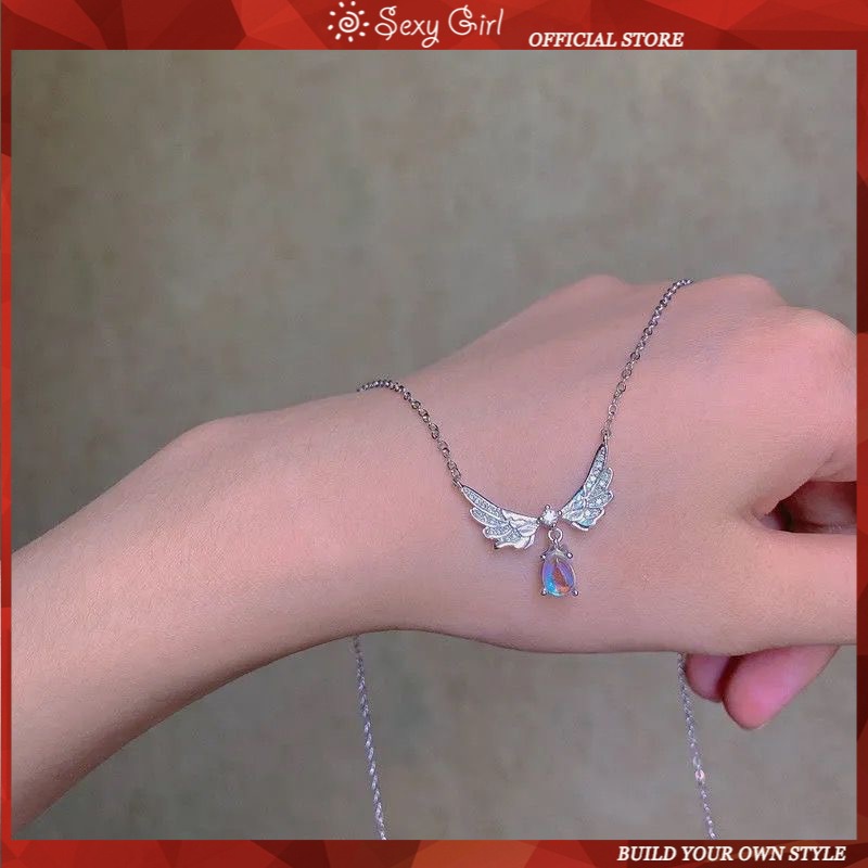 Vòng cổ Hình Đôi Cánh Thiên Thần Đính Đá Zircon Sang Trọng Thời Trang 2022 Cho Nữ