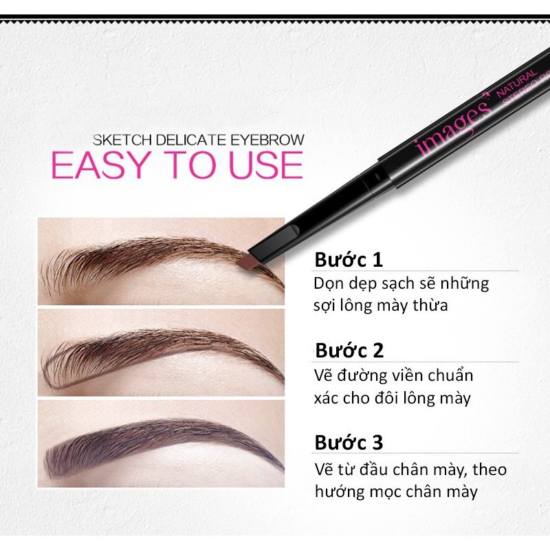 Bộ trang điểm mắt Images 3 món cơ bản chì kẻ mày tự nhiên, mascara chuốt mi cong, kẻ mắt đen siêu mảnh Hatola