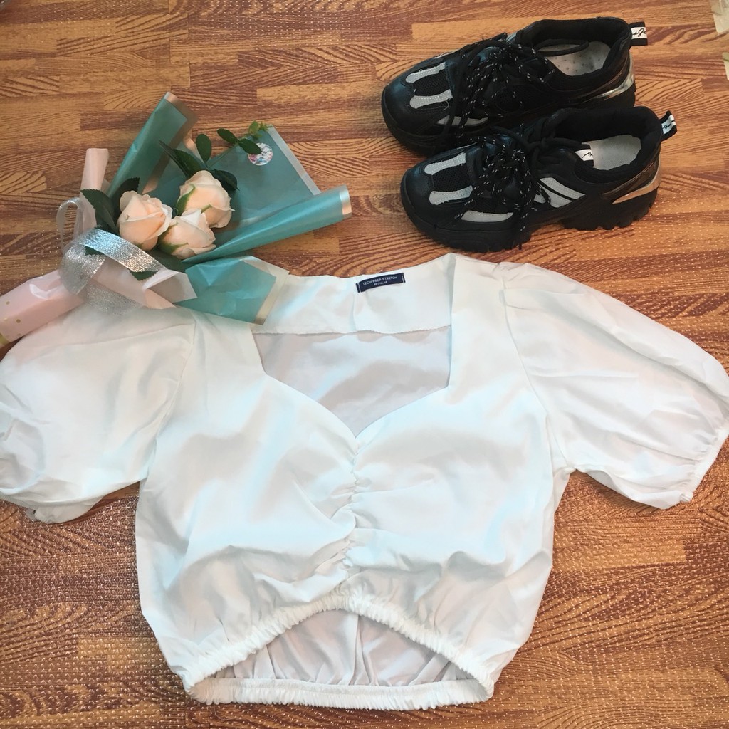 Aó croptop,áo croptop tay bồng,áo tay bồng tiểu thư