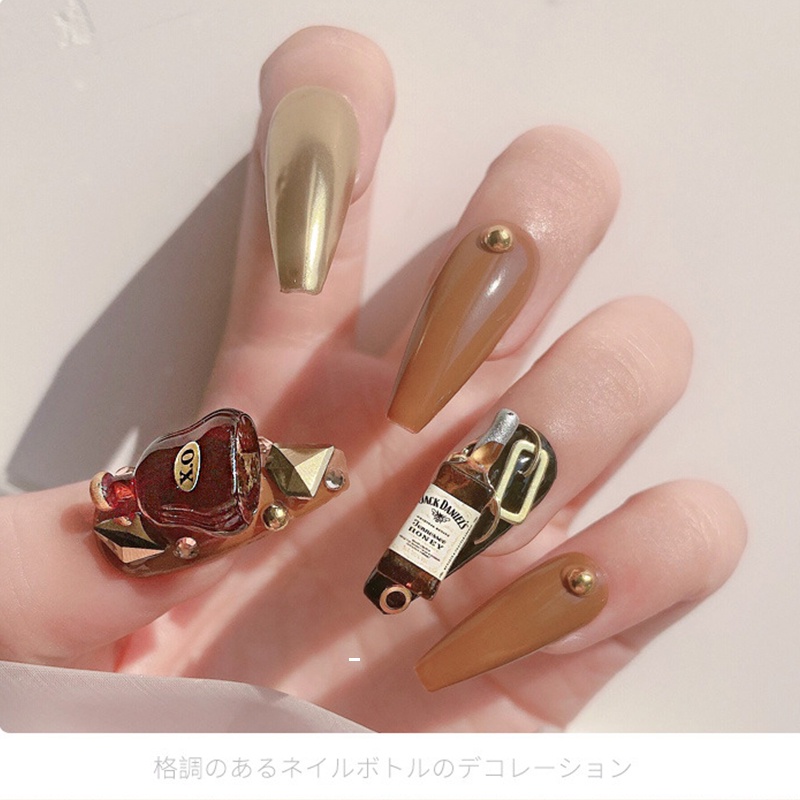 Nhãn Dán Trang Trí Móng Nghệ Thuật Mini Hình Chai Rượu Đính Kim Cương Lấp Lánh DIY