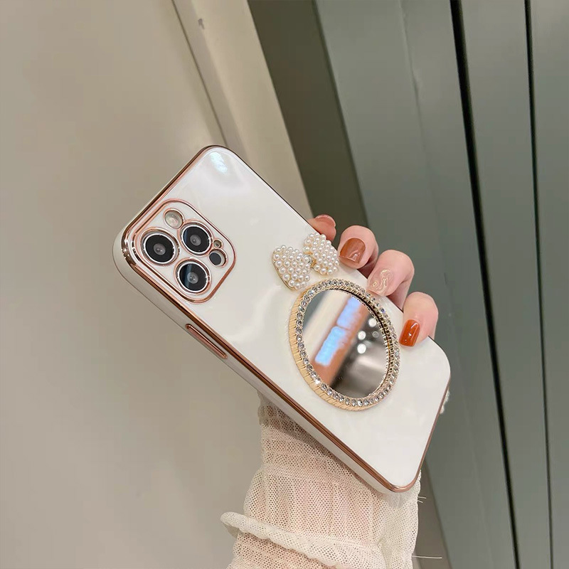 IPhone 12mini Case Is Suitable for IPhone XR Electroplating XS Fine Hole 11promax IPhone 12 Promax 11 Promax iPhone 11/8 Plus/12 Mini/7/8/X/XsMax Water Drill 7 Pearl 8 Mirror IPhone Case