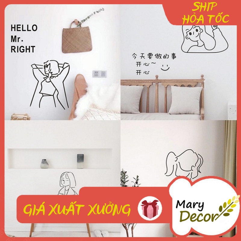 Hình dán tường chống thấm nước kiểu dáng đơn giản có thể gỡ - Mary Decor