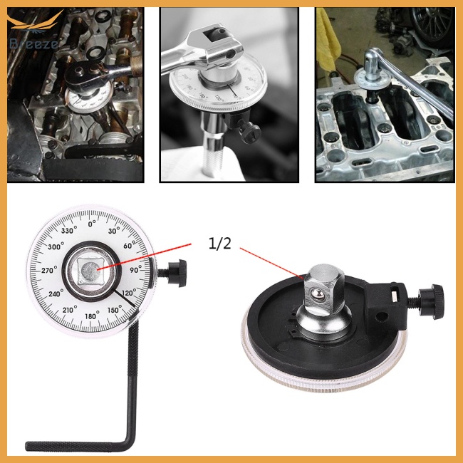 breeze 1/2&quot; Drive Torque Angle Gauge Plastic Plus Chrome Vanadium Steel Torque Degree Gauge