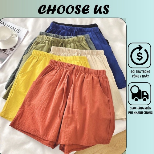 Quần đùi nữ chất vải đũi thoáng mát, quần short nữ freesize màu sắc đa dạng Choose Us CĐ001 | BigBuy360 - bigbuy360.vn