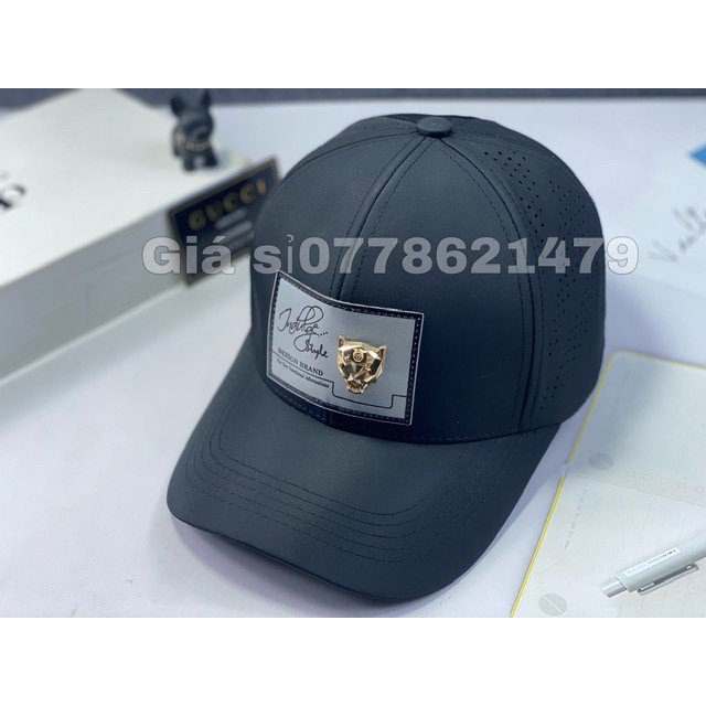 Nón kết lưỡi trai Dù lổ mạc vuông gắn logo đồng sói thoáng mát - Mũ kết lưỡi trai vải dù lổ thời trang nam nữ