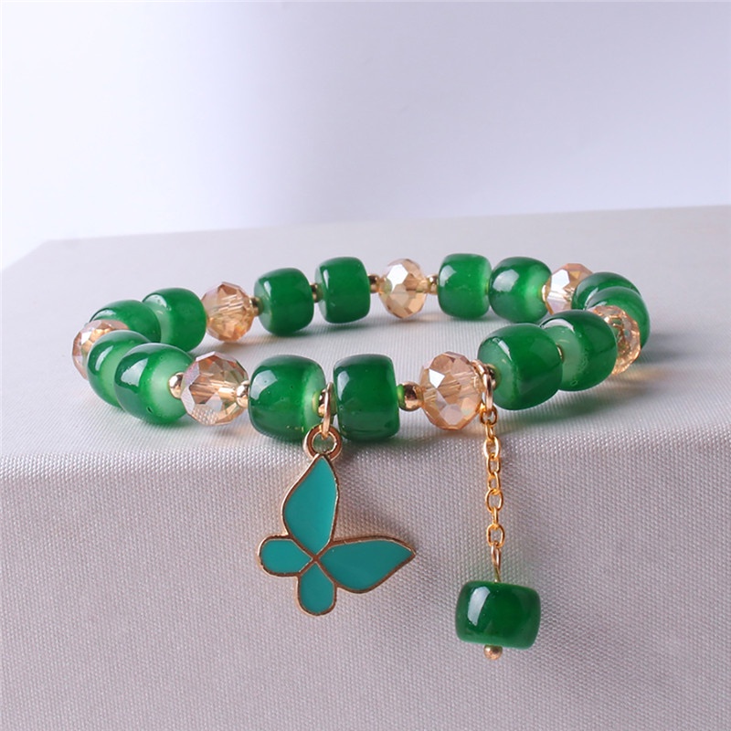 ✨✨Vòng tay chuỗi hạt pha lê nhiều màu hình hoa cúc/bướm thời trang ngọt ngào cho nữ