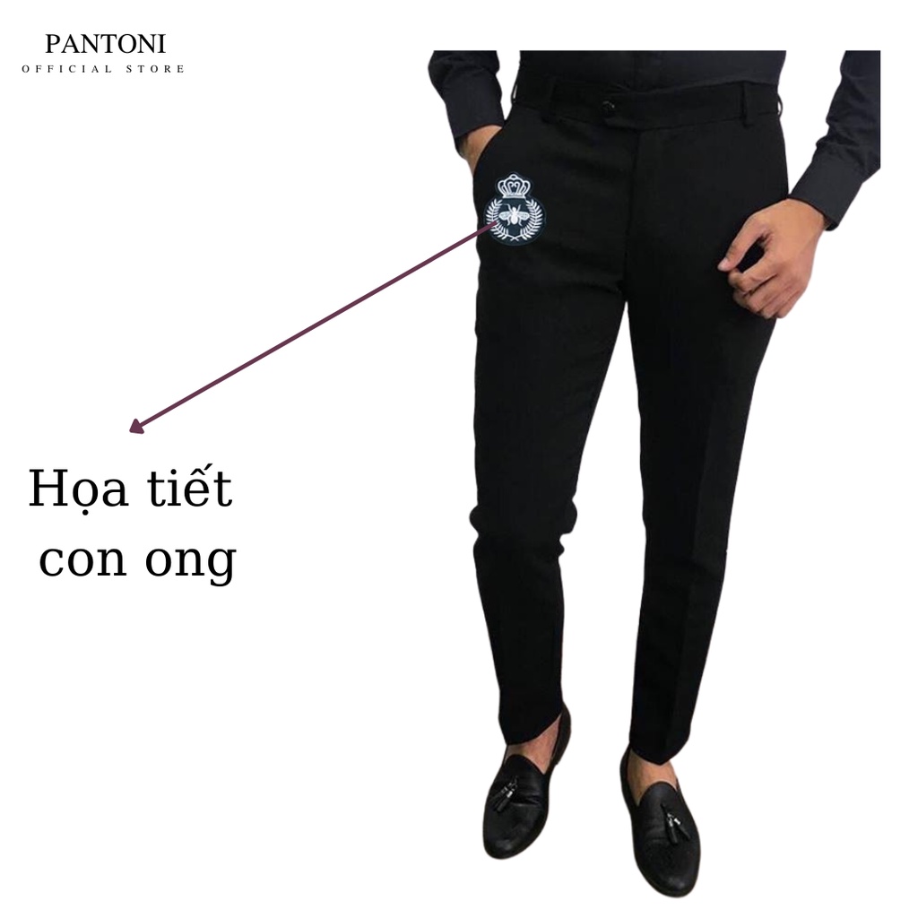 Quần âu nam thêu họa tiết con ong, Quần baggy nam ống rộng chất vải tuyết Hàn co giãn 4 chiều(QAHT)