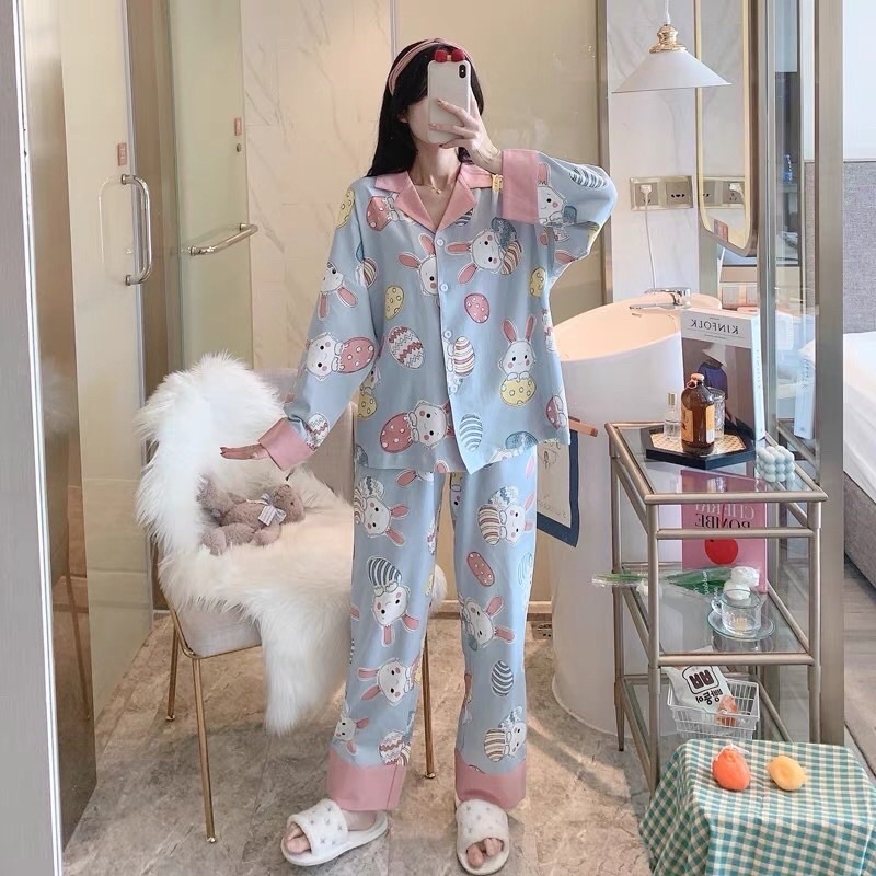 Bộ pijama thu đông tay dài, chất cotton mềm mịn, hoạ tiết trẻ trung | BigBuy360 - bigbuy360.vn
