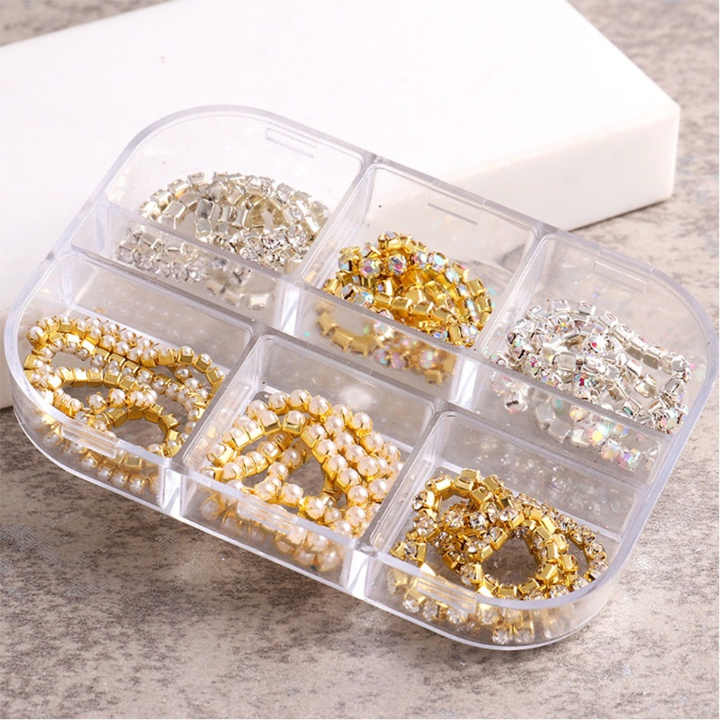 Bộ 6 Phụ Kiện Ngọc Trai Trang Trí Móng Tay 3D DIY