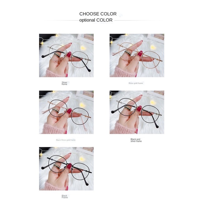 Kính Chống Bức Xạ Gọng Kim Loại Tròn Thời Trang Hàn Quốc