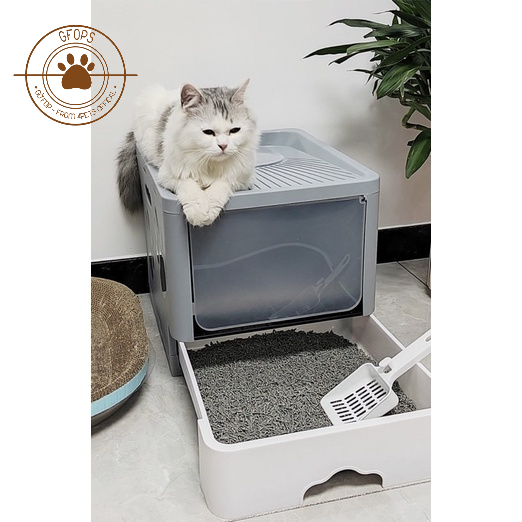 Nhà vệ sinh cho mèo chống văng cát tuyệt đối gấp gọn tặng kèm xẻng - 4pets official