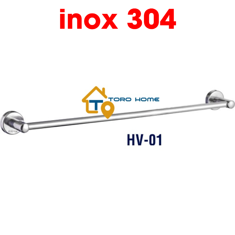 Thanh treo khăn inox 304 loại 1 thanh đơn HV-01 Toro Home, Cam kết chất liệu inox Chuẩn 304