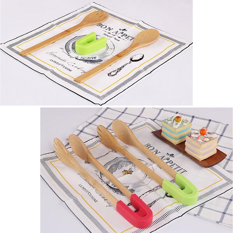 [takejoyfree 0527] Bamboo cooking kitchen tongs BBQ wooden clip salad bread cake bacon steak tools