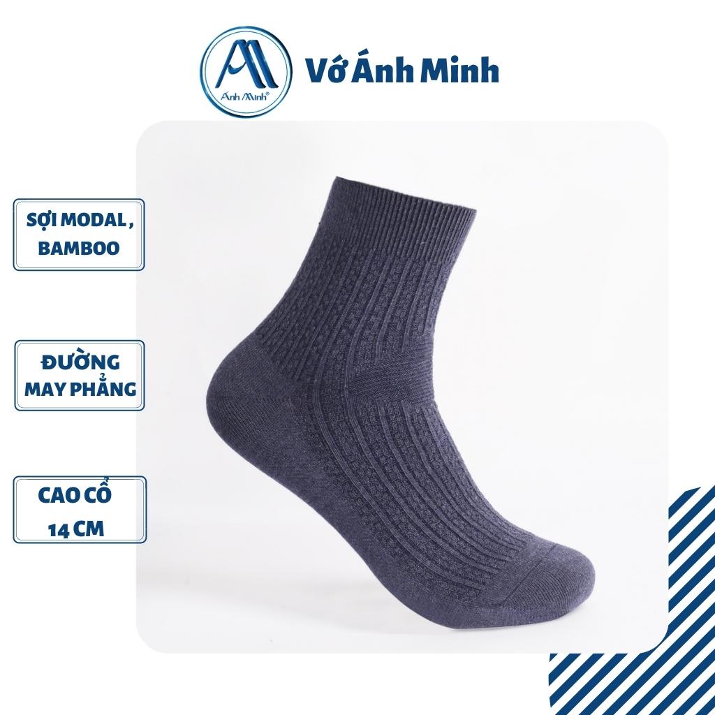 Vớ nam cổ trung  sợi Bamboo/Modal Ánh Minh AMISOCKS cao cấp, dày,mịn màng, hút ẩm, Tất nam Công sở MD/BB04
