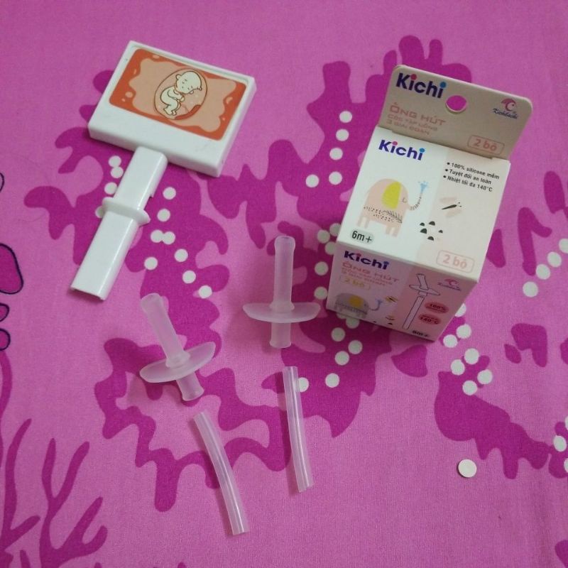 Set 2 Bộ ống hút thay thế cho cốc tập hút, uống nước 3 giai đoạn Kichi, Richell cho bé yêu