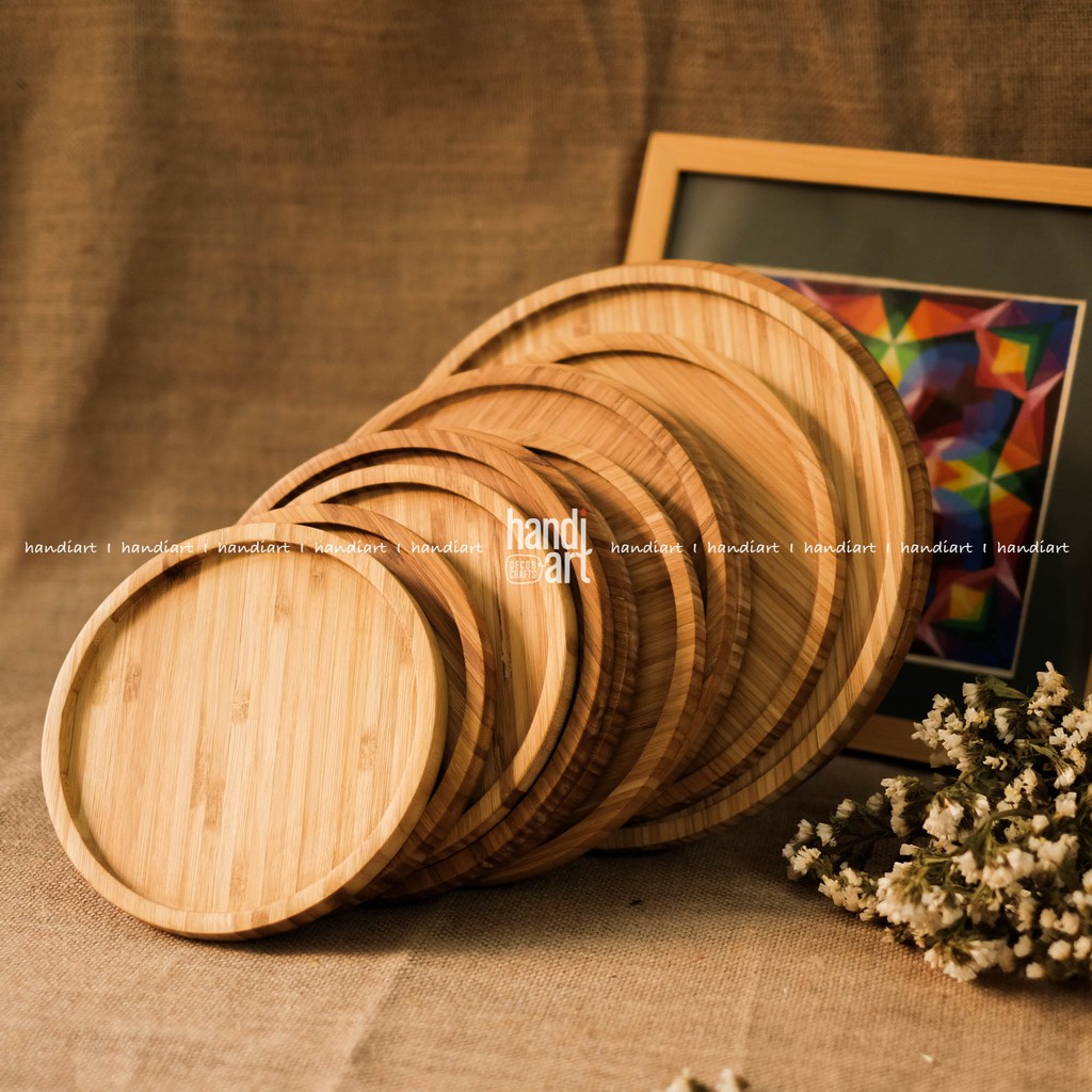 Khay gỗ tre hình tròn - Khay tre đựng thức ăn - Khay tre tự nhiên- bamboo wooden tray