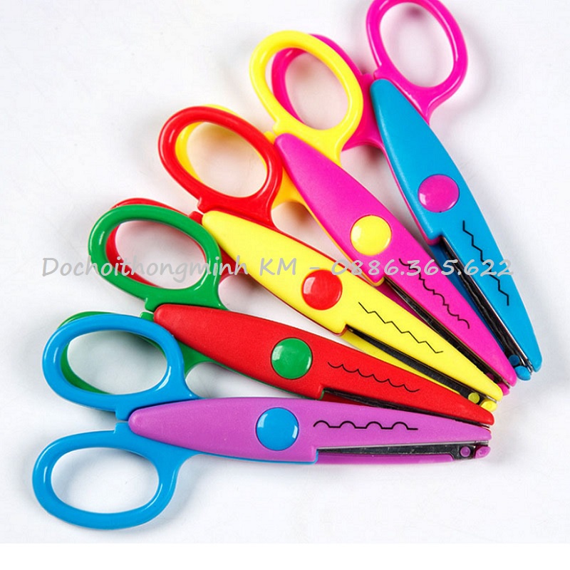 Set 6 kéo cắt viền hoa văn trang trí thủ công cho bé