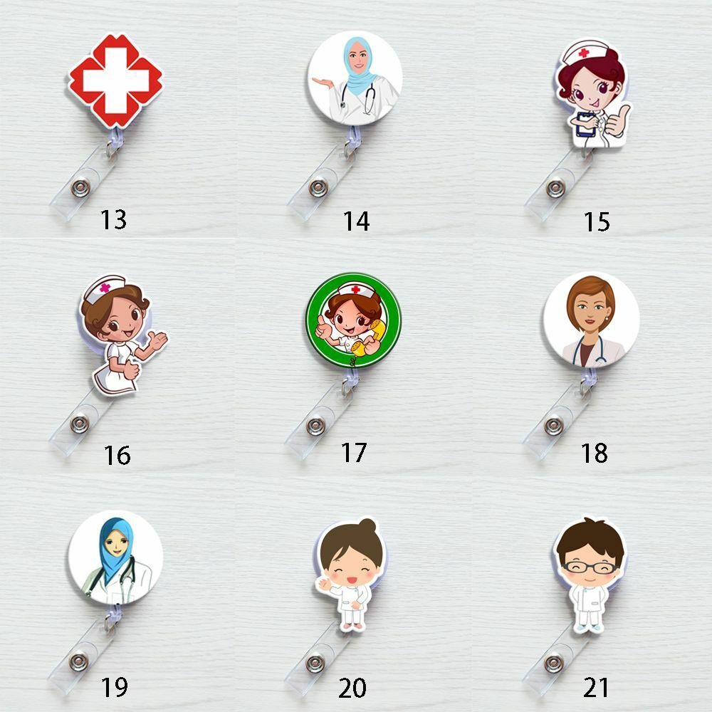 1 kẹp giữ thẻ tên / bảng tên hình bác sĩ / y tá dễ thương có thể thu gọn tiện dụng cho văn phòng