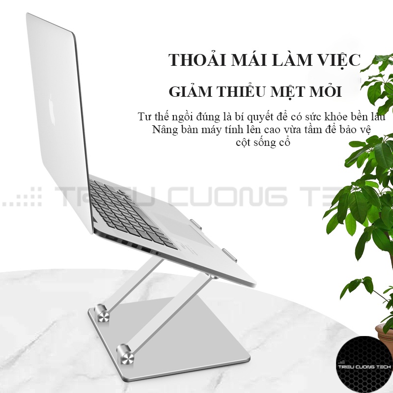 Giá Đỡ Laptop Triều Cường Tech Chất Liệu Hợp Kim Cao Cấp Tản Nhiệt Nâng Hạ Điều Chỉnh Độ Cao Gấp Gọn Size 10-18 Inches