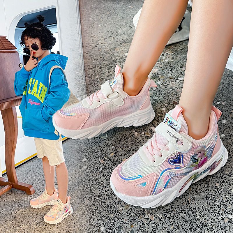 Giày Thể Thao Bé Gái, Giày Công Chúa Elsa Sz 21-38 Cho Bé Gái 1 Tuổi Đến 12 Tuổi,Đế Nhũ,Hàng Quảng Châu Cao Cấp