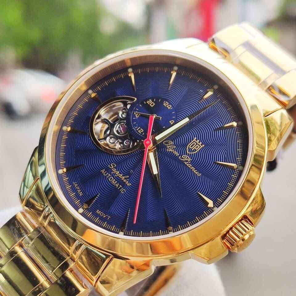 Đồng hồ nam dây kim loại Automatic Olym Pianus OP990-083 OP990-083AMK xanh lam