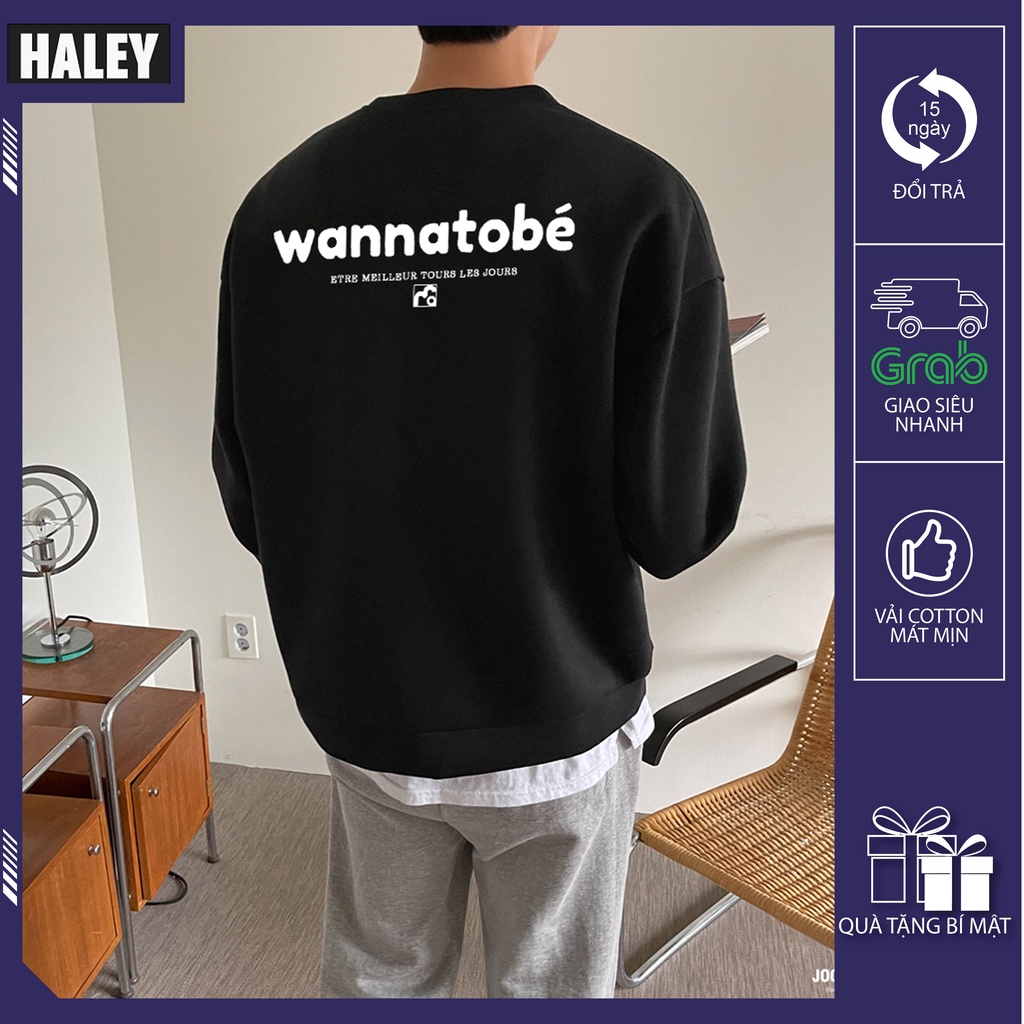 Áo Sweater WANNATOBE Nam Nữ unisex Chất nỉ bông đẹp thu đông phong cách Hàn Quốc cá tính mã HD229 Quà tặng ngẫu nhiên