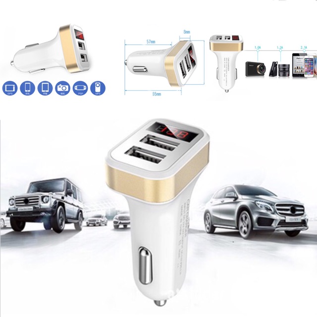 Tẩu Sạc Thông Minh Có Đồng Hồ Báo Vol Xe Ô Tô