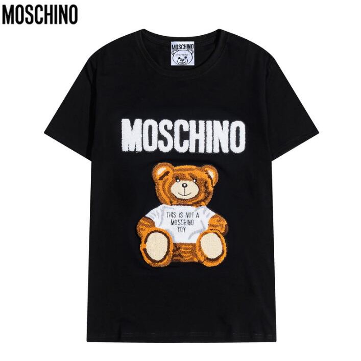 Áo Thun Chất Liệu Vải Cotton Tay Ngắn Có Thêu Hoạ Tiết Moschino