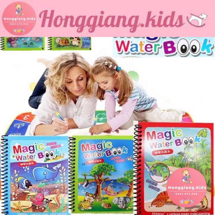 Tranh Tô Màu Nước Ma Thuật Tự Xóa, Sách Tập Tô Thần Kỳ, Magic Water Book Cho Bé Giá Tốt Với 20 Chủ Đề Tặng 1 Bút Tô Màu