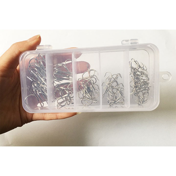 hộp 50 lưỡi ba tiêu câu cá đủ kích thước