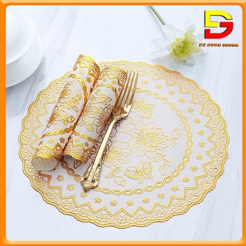 Tấm Lót Bình Hoa Bình Trà Lót Ly Chén Bàn Ăn Bằng Nhựa Có Ren Dập Nổi Nhiều Kích Thước DG-79