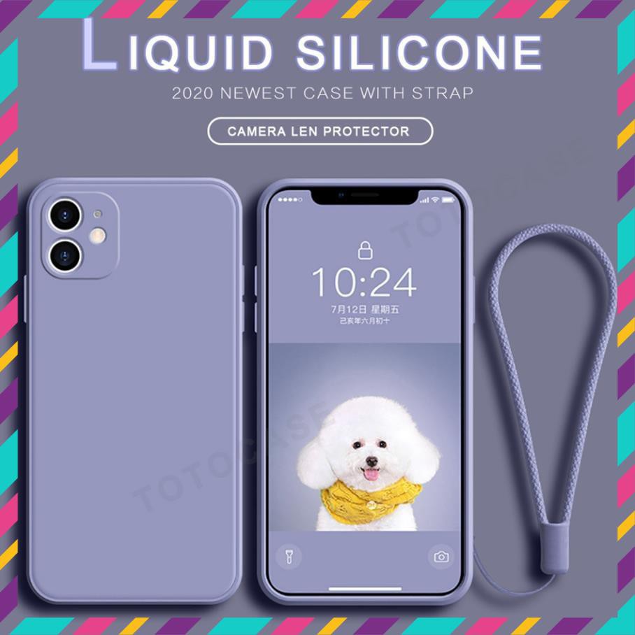 Ốp lưng điện thoại dẻo màu trơn kèm dây đeo tay cho iPhone / X / Xs / Xr / Xs Max/ 11/ 11Pro/ 11ProMax tphcm