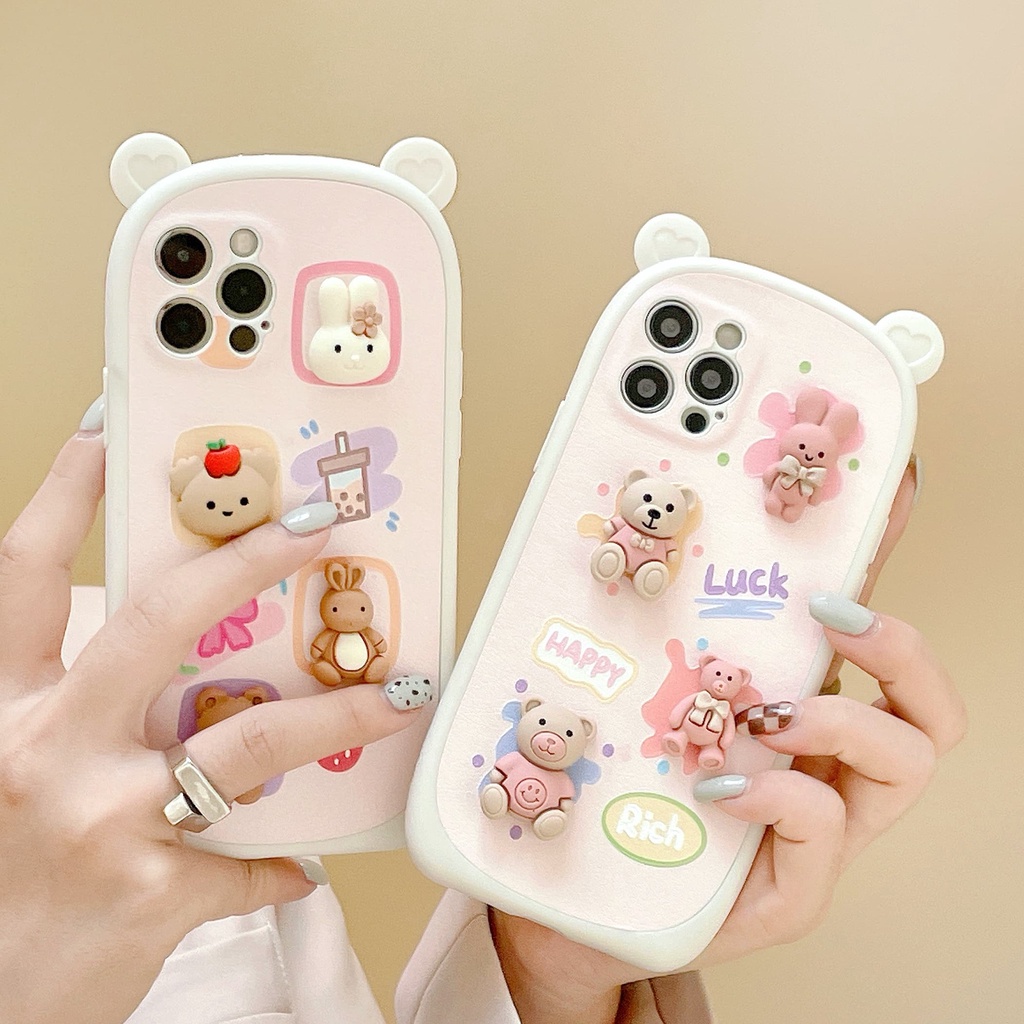 Ốp Điện Thoại Hình Gấu Thỏ 3D Thời Trang Chống Sốc