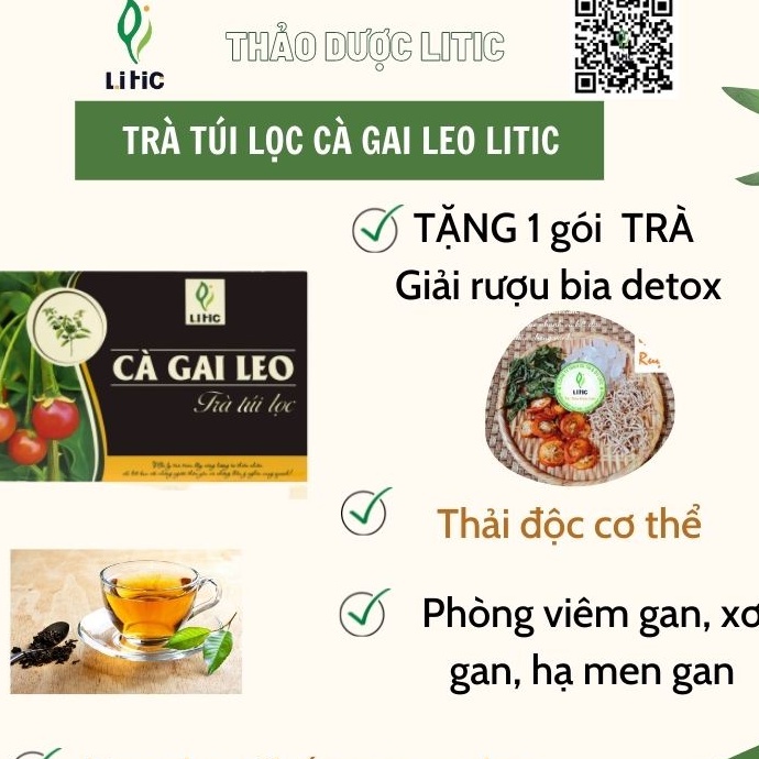 Trà túi lọc cà gai leo LITIC250g thanh nhiệt giải độc mát gan hữu cơ tự nhiên