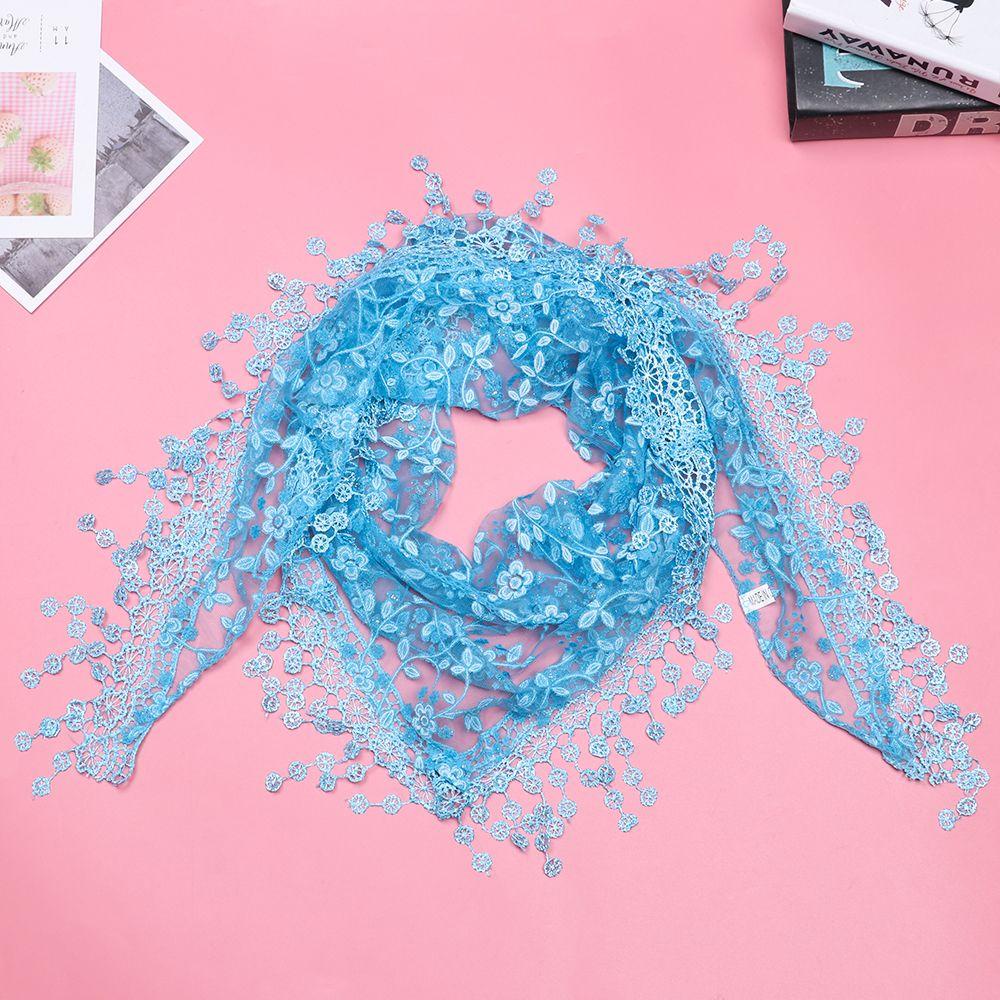 Eutus Khăn Choàng Cổ Chiffon Phối Ren Thêu Hoa Thời Trang