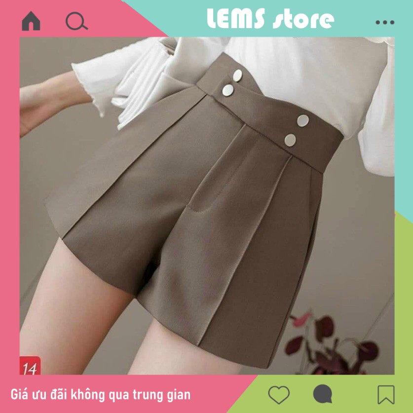 Quần short cạp cao 4 khuy chất tuyết mưa